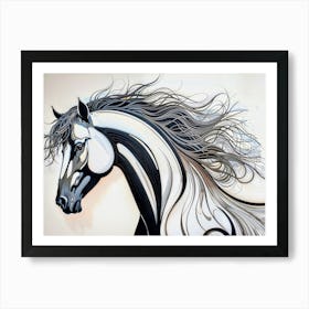 Horse With Long Mane Art Print