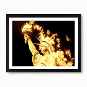 Statue Of Liberty On Fire Art Print