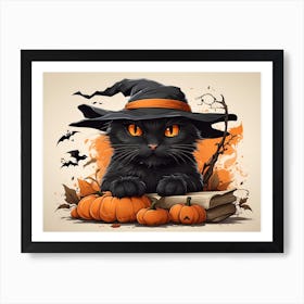 Black Cat Witch2 Art Print