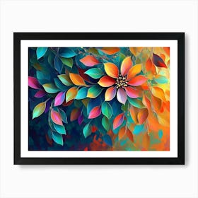 Colorful with Vibrant Sunflower Art Print