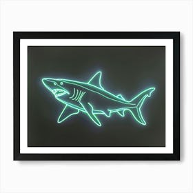 Green Scalloped Hammerhead Neon Shark 7 Art Print