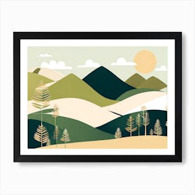 Landscape, minimalistic vector art 3 1 Art Print