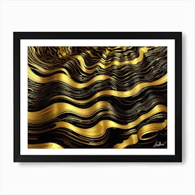 Gold Waves Abstract modern Golden art Art Print
