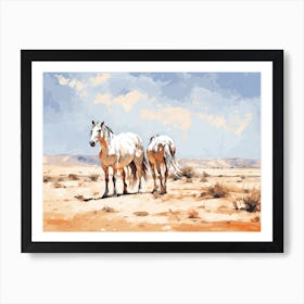 Horses Painting In Namib Desert, Namibia, Landscape 2 Art Print