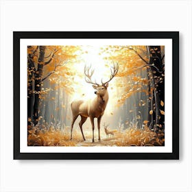 Deer In The Forest 1 Art Print