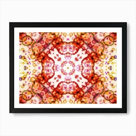 Red Watercolor Flower Pattern Art Print