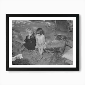 Children Of Agricultural Day Laborer Sitting On An Old Automobile Seat Cushion On Poteau Creek Near Spiro Art Print