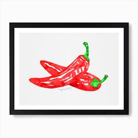 Red Chili Peppers watercolor artwork Art Print