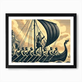 Vikings On A Ship AI vintage art 6 Art Print