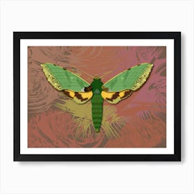 Mechanical Green Butterfly The Euchloron On A Beige Background Art Print