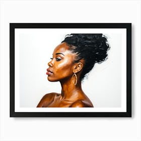 Side Profile Of Beautiful Woman Oil Painting 100 Art Print