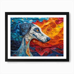 Greyhoun Paper Quilling Dog Portrait II Art Print