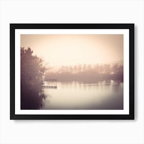 Autumn Fog over Lake Art Print