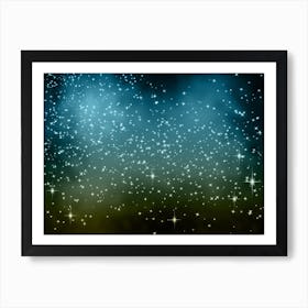 Yellow, Green, Blue Shining Star Background Art Print