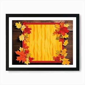 Banner Featuring A Seamless Pattern Of Oak And Maple Leaves Brilliant Shades Of Yellow And Orange E (7) Art Print