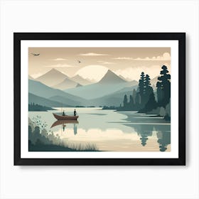 Boat On A Lake Art Print