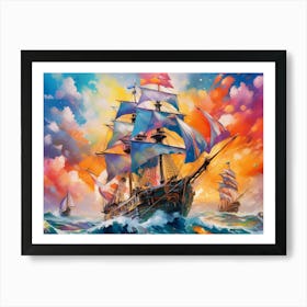 Sailing Ship In The Ocean Art Print