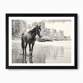 A Horse Oil Painting In Ipanema Beach, Brazil, Landscape 2 Art Print