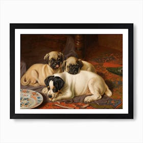 Dinner, Two Pugs And A Terrier, Horatio Henry Couldery Art Print