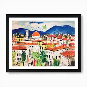 Bergamo Italy Cute Watercolour Illustration 3 Art Print