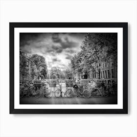 Amsterdam Typical Cityscape in monochrome Art Print