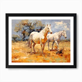 Horses Painting In Outback, Australia, Landscape 2 Art Print