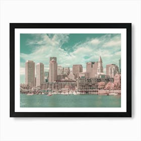 Gorgeous Boston Skyline Urban Vintage Style Art Print