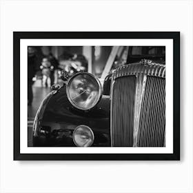 Black And White Photograph Of An Old Car Art Print