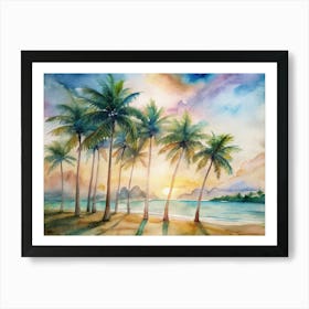 Sunset Palm Trees Art Print