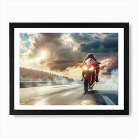 Motorcycle Rider On The Road 8 Art Print