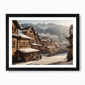 Village In The Snow Art Print