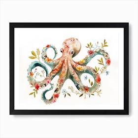 Little Floral Octopus 2 Art Print
