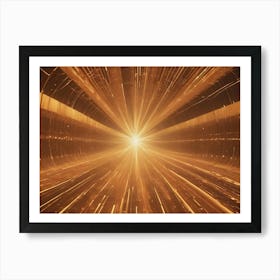 Abstract Digital Artwork Of A Glowing, Golden Tunnel With A Bright Light At The End Art Print