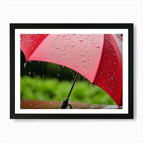 Umbrella And Rain Art Print