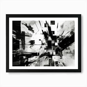 Distorted Reality Abstract Black And White 1 Art Print