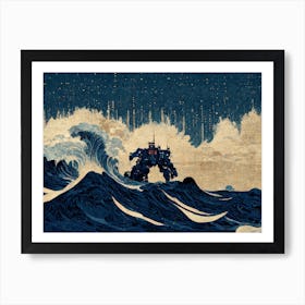 Optimus Prime Anime Hokusai The Great Wave Art Print