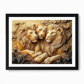 3d Three Lions Art Print