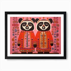 Panda 1 Folk Style Animal Illustration Art Print