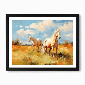 Horses Painting In Montana, Usa, Landscape 3 Art Print