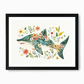 Little Floral Shark 1 Art Print