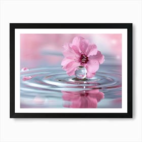 Pink Flower In Water Art Print