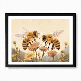 Floral Animal Illustration Honey Bee 1 Art Print