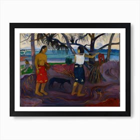 Landscape With Two Females And A Dog, Paul Gauguin Art Print