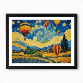 Balloon Over Rural Village Art Print