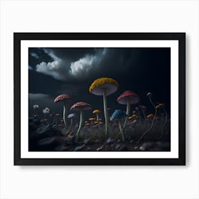 Floral Mushrooms Painting Art Print