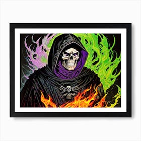 Skeleton In Flames 10 Art Print
