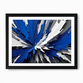 Abstract Image Of A Dynamic Composition Of Blue, White, And Gray Paint Art Print