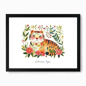 Little Floral Siberian Tiger 4 Poster Art Print