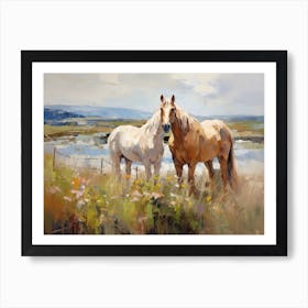 Horses Painting In County Kerry, Ireland, Landscape 4 Art Print