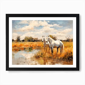 Horses Painting In Pampas Region, Argentina, Landscape 2 Art Print
